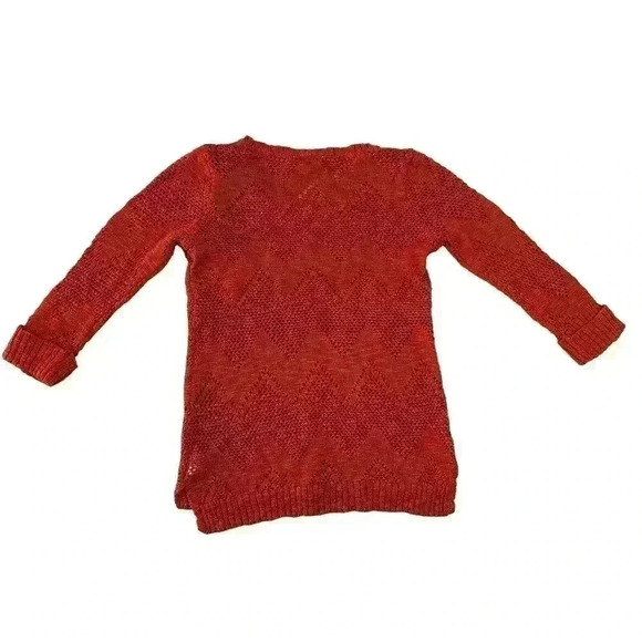 Rusty-Red Zig Zag Chevron Sweater Top SMALL 100% Acrylic Women's Pink Rose - Picture 2 of 12